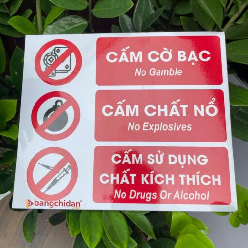 bảng cấm chất nổ fomex dán decal