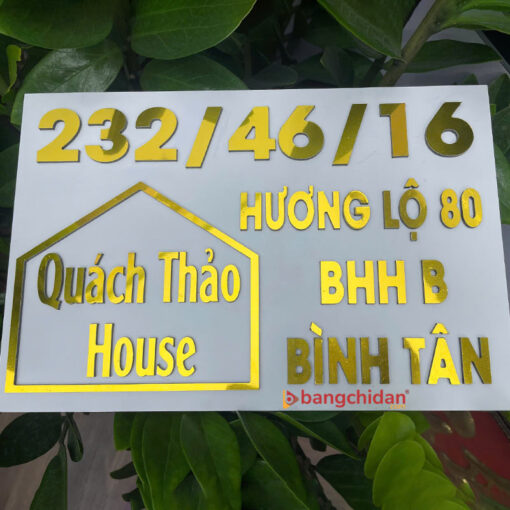 bảng số nhà alu vàng gương