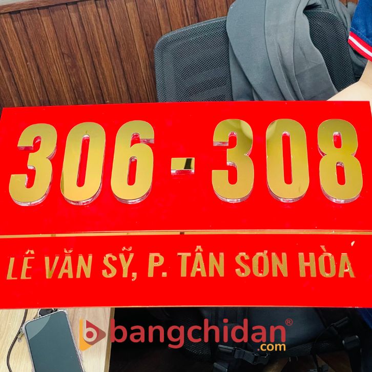 biển số nhà inox ép mica chữ nổi