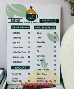 bảng menu fomex cán decal