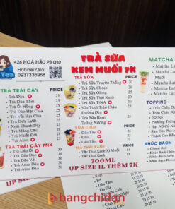 bảng menu fomex cán decal
