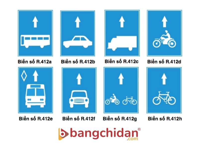 Biển số R.412 “Làn đường dành riêng cho từng loại xe”