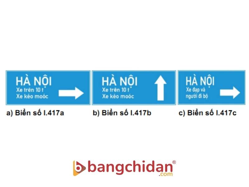 Biển số I.417 “Hướng phải đi cho từng loại xe”