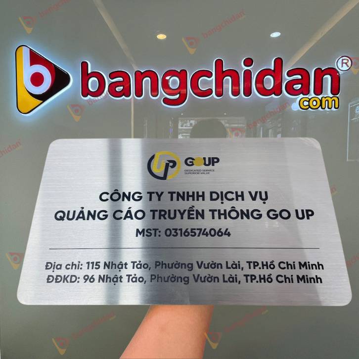 Biển công ty inox in uv