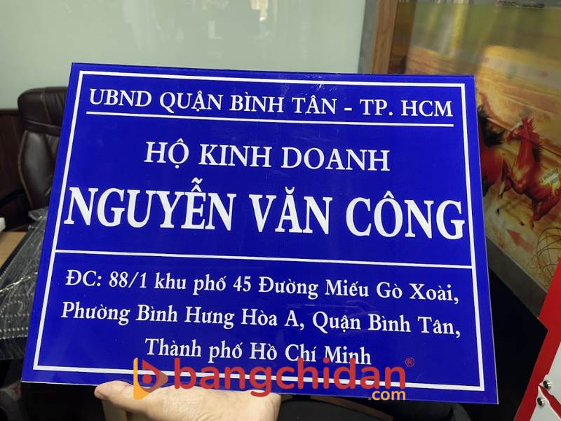 Biển công ty mica xanh