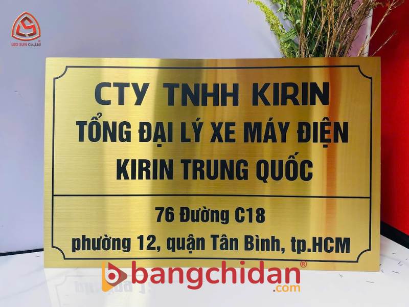 Biển công ty inox vàng xước