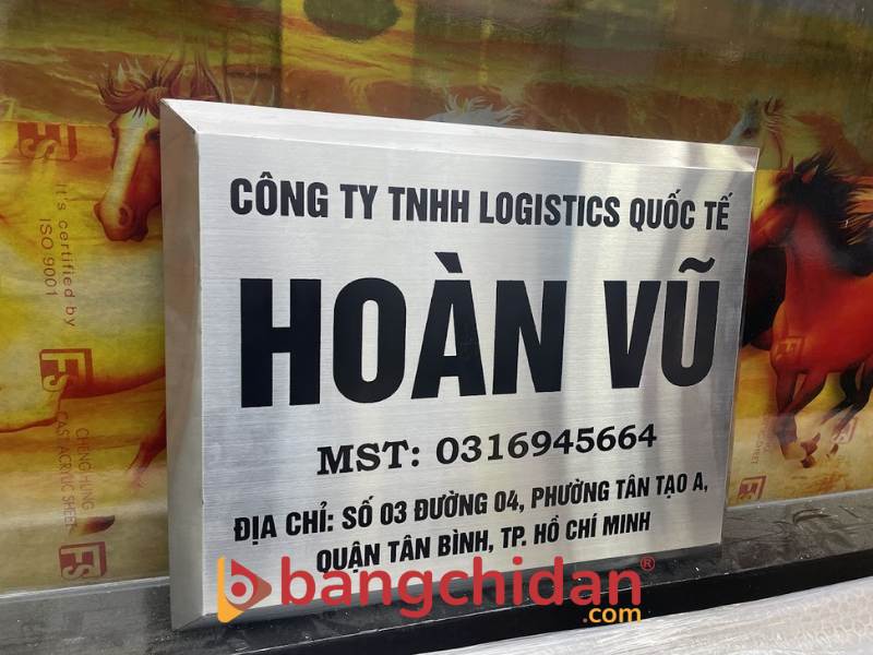 Biển công ty inox trắng