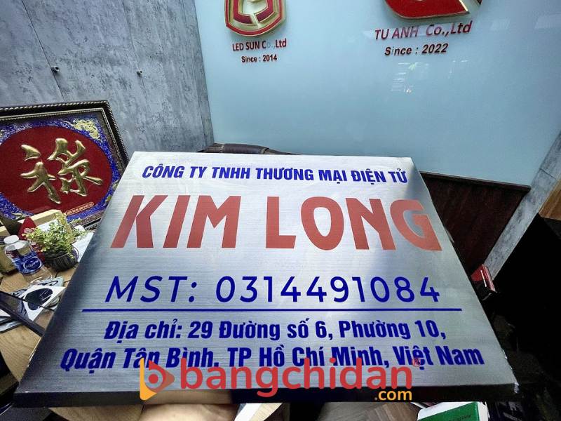 Biển công ty inox trắng gương