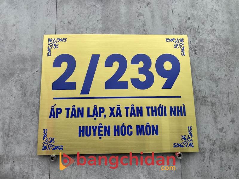 Biển số nhà inox vàng xước
