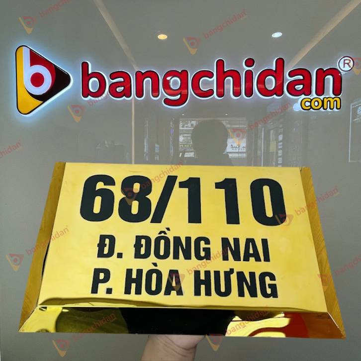 Biển số nhà Inox vàng gương