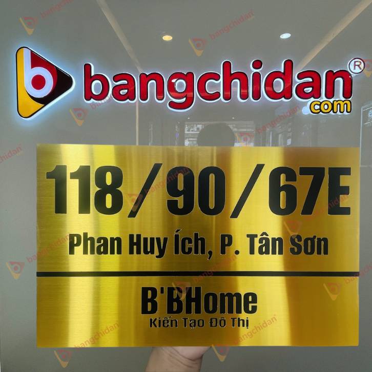 Biển số nhà Inox vàng xước