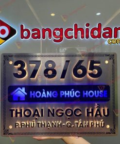 Bảng số nhà Inox chữ nổi sáng đèn