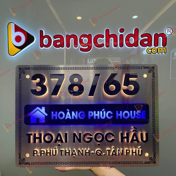 Bảng số nhà Inox chữ nổi sáng đèn